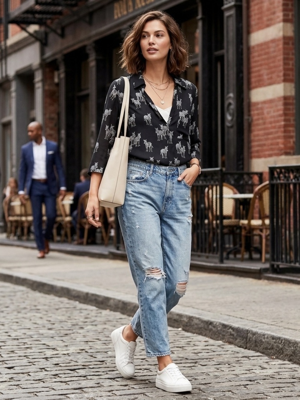 New York & Company Zebra Top